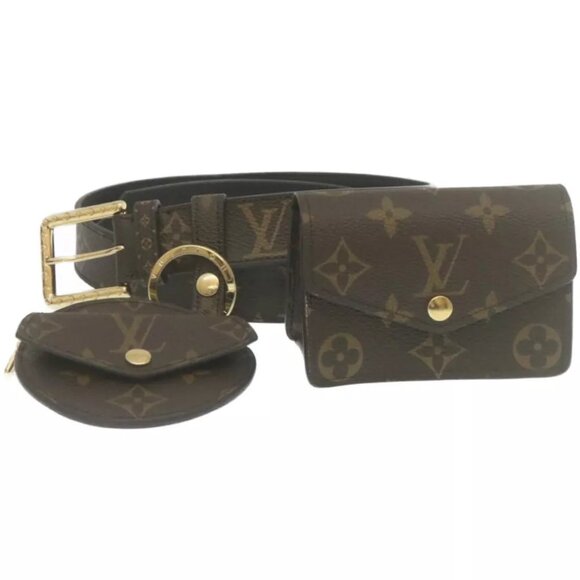 LOUIS VUITTON Monogram Ceinture Daily Multi Pocket Waist Bag Auth - Picture 1 of 16